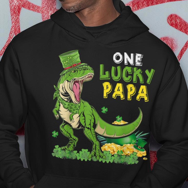 One Lucky Papa Funny St Patricks Day T-Rex Leprechaun Gift Hoodie Funny Gifts