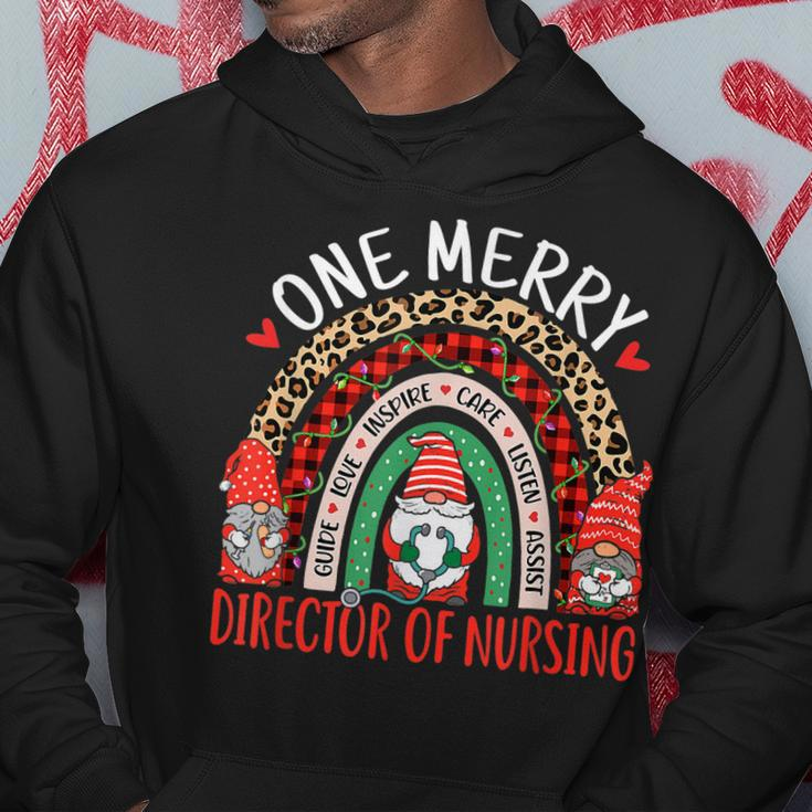 One Merry Director Of Nursing Rainbow Christmas Gnomes Men Hoodie Graphic Print Hooded Sweatshirt Funny Gifts