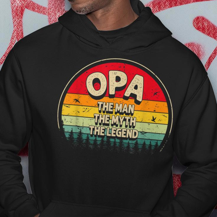 Opa The Man The Myth The Legend Men Retro Sunset Grandpa Hoodie Funny Gifts
