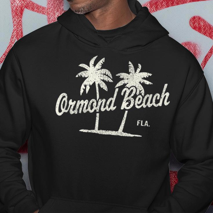 Ormond Beach Florida Vintage 70S Palm Trees Graphic Men Hoodie Graphic Print Hooded Sweatshirt Funny Gifts