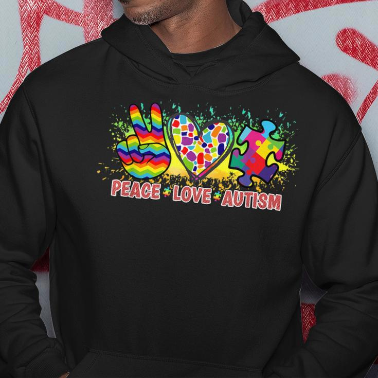 Peace Love Autism Mom Dad Kids Women Autism Awareness Hoodie Unique Gifts