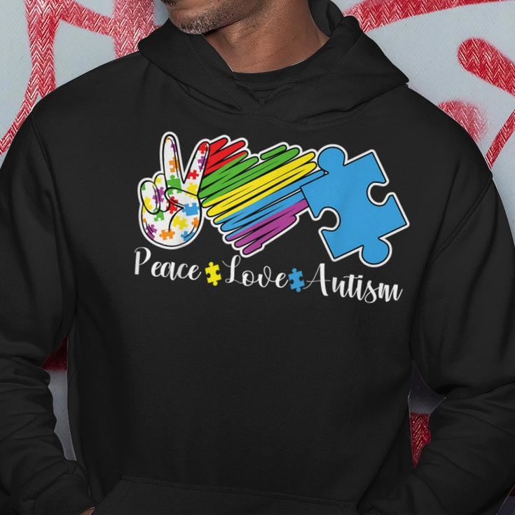 Peace Love Autism Puzzle In April We Wear Blue For Autism Hoodie Unique Gifts