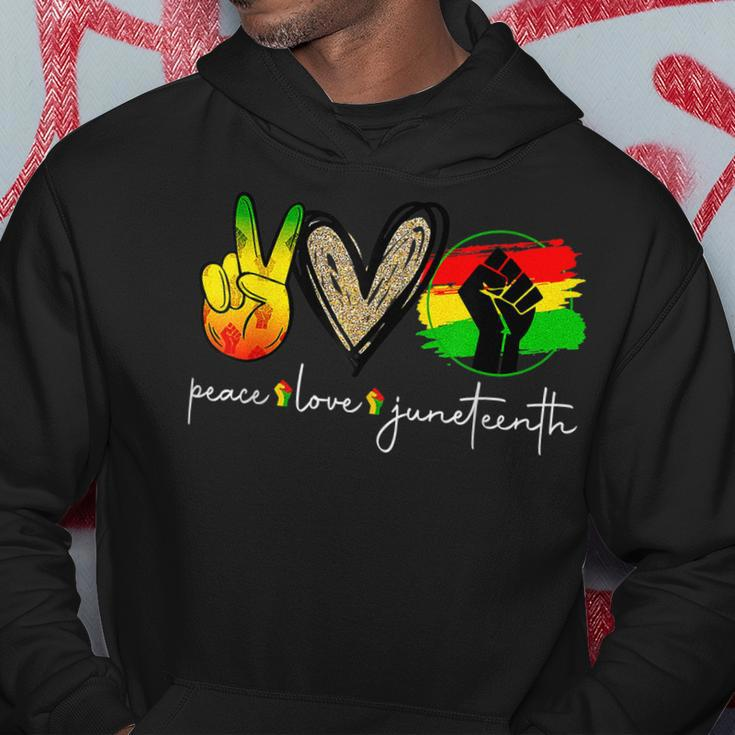 Peace Love Junenth Fist Black Girl Black Queen & King Hoodie Unique Gifts