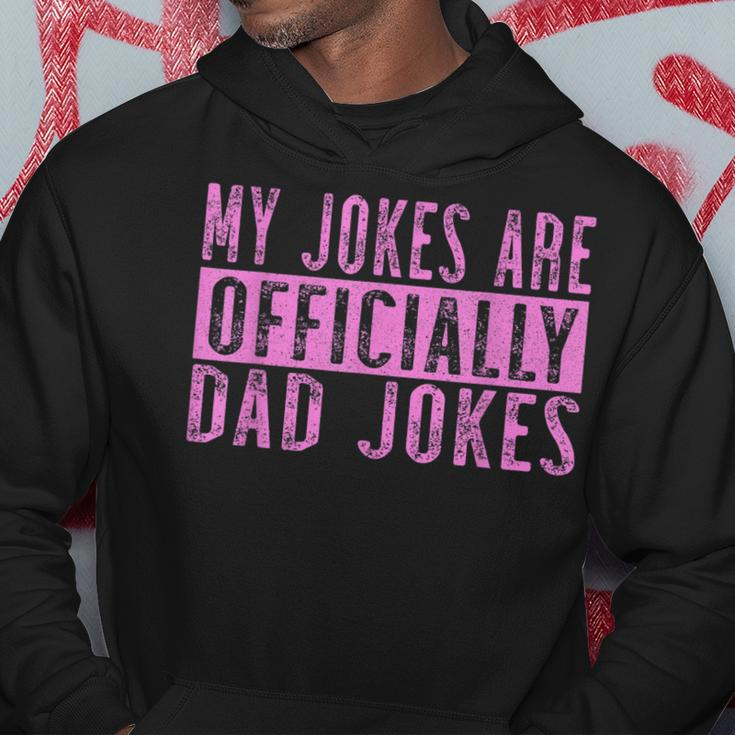Pink Girl Dad Pregnancy Announcement My Jokes Are Officially Gift For Mens Hoodie Unique Gifts