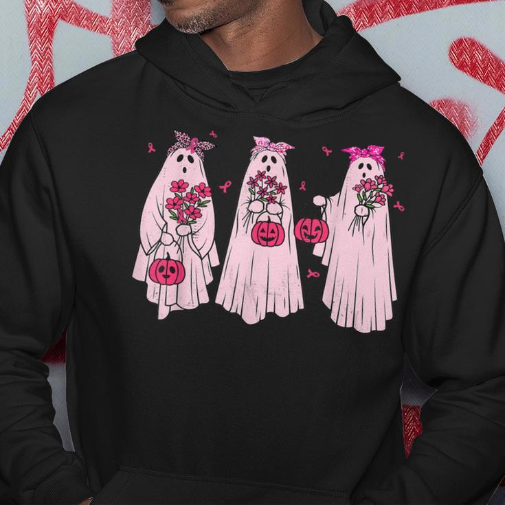 Pink Ribbon Breast Cancer Awareness Ghost Women Halloween Men Hoodie Graphic Print Hooded Sweatshirt Personalized Gifts