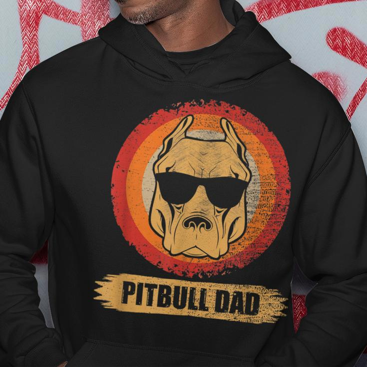 Pitbull Dad Dog With Sunglasses Pit Bull Father & Dog Lovers Hoodie Personalized Gifts