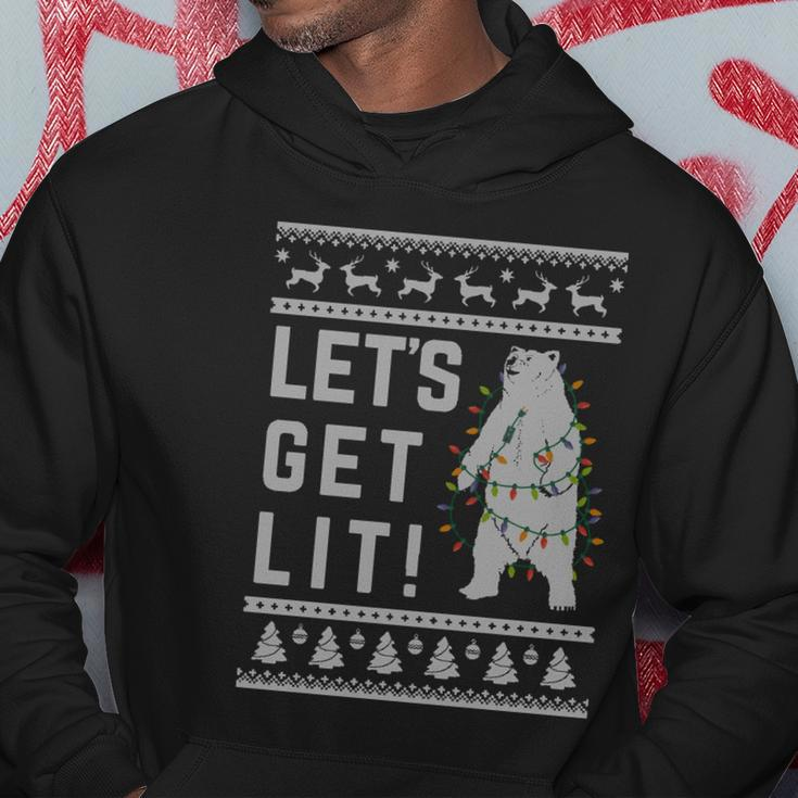 Polar Bear Lets Get Lit Xmas Ugly Christmas Funny Gift Hoodie Unique Gifts