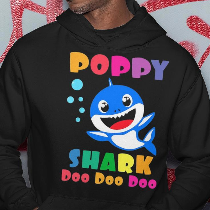 Poppy Shark Funny Fathers Day Gift For Mens Dad Hoodie Funny Gifts