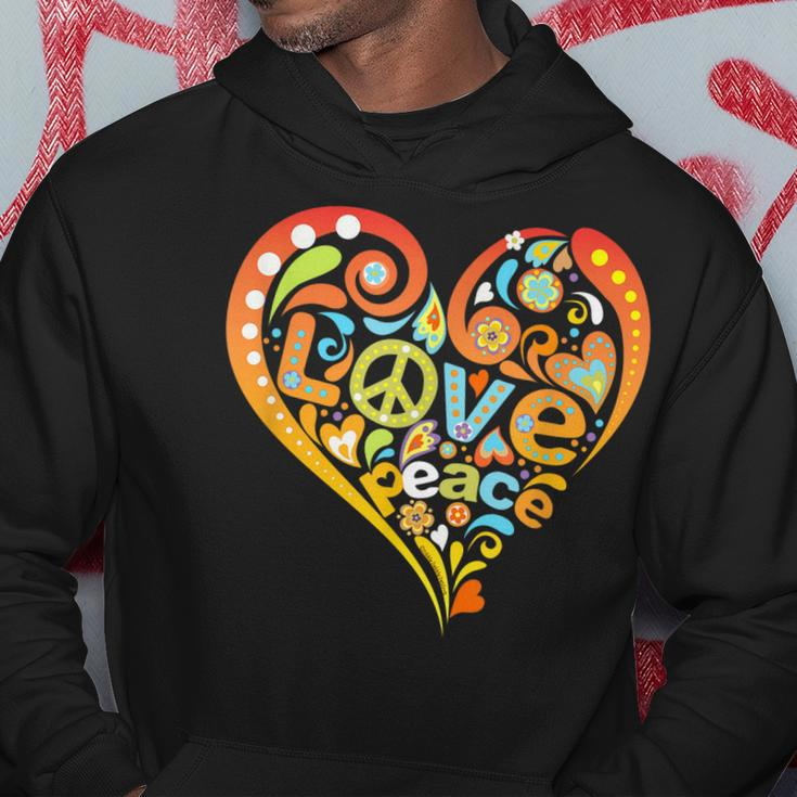 Pretty 60S 70S Hippie Peace Love Heart Peace Sign Hoodie Unique Gifts