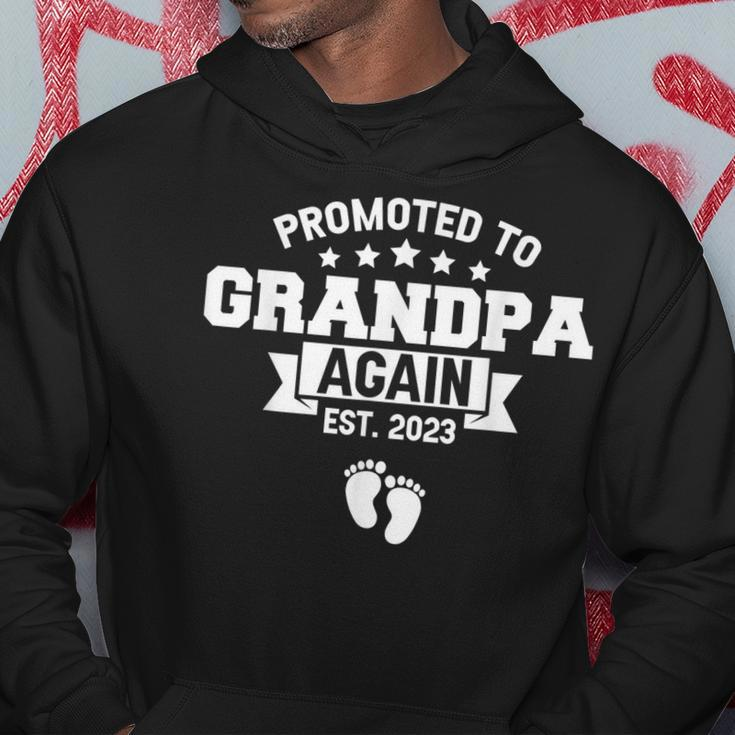 Promoted To Grandpa Again 2023 Funny Baby Announcement Party Hoodie Unique Gifts