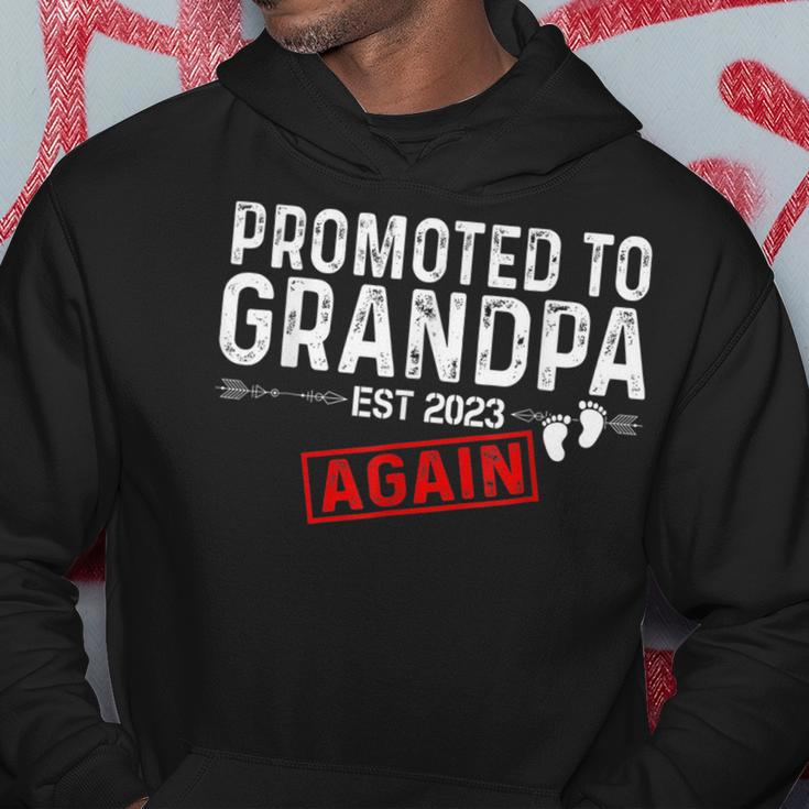 Promoted To Grandpa Again Est 2023 Baby Announcement Gift For Mens Hoodie Unique Gifts