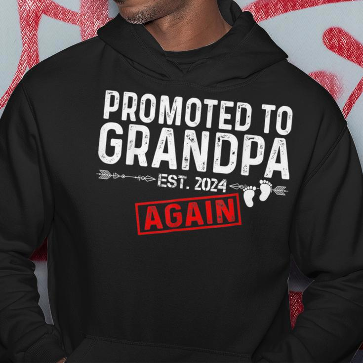Promoted To Grandpa Again Est 2024 Pregnancy Hoodie Unique Gifts
