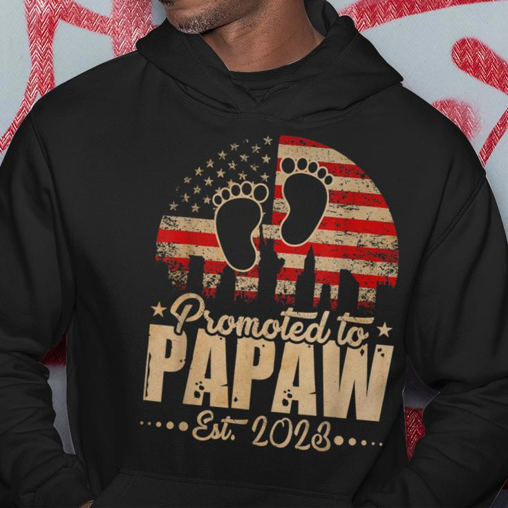 Promoted To Papaw Est 2023 Us Flag Fathers Day Pregnancy Hoodie Personalized Gifts