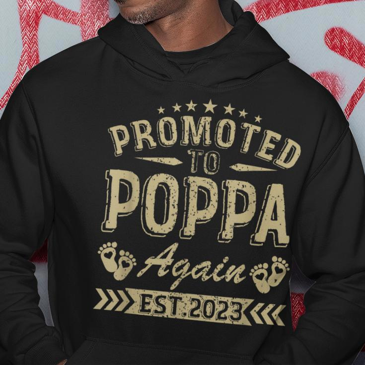 Promoted To Poppa Again 2023 Soon To Be Dad Fathers Day Hoodie Personalized Gifts