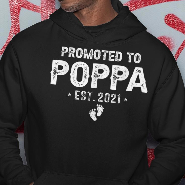 Promoted To Poppa Est2021 Pregnancy Baby Gift New Poppa Hoodie Unique Gifts