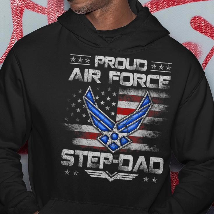 Proud Air Force Step-Dad Veteran Vintage Flag Veterans Day Hoodie Funny Gifts