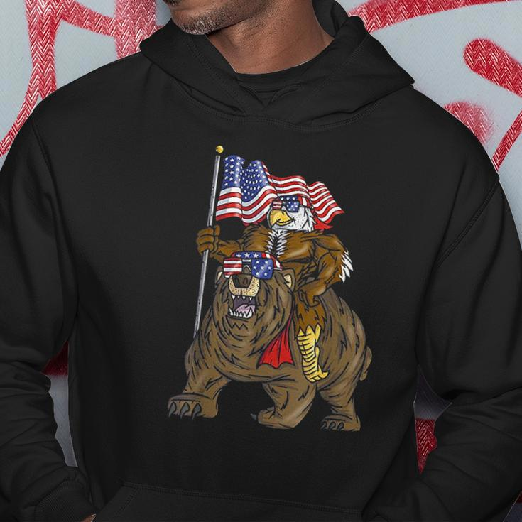 Proud American Bald Eagle Bear 4Th July Flag Christmas Men Hoodie Personalized Gifts