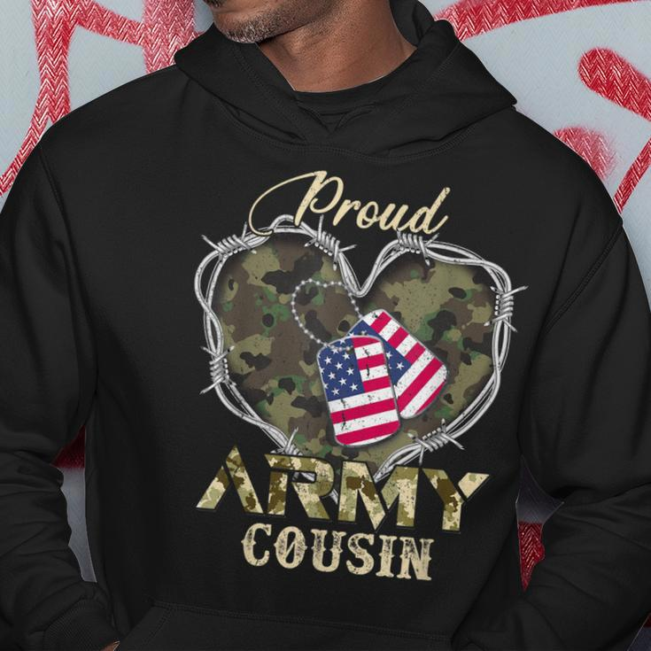 Proud Army Cousin With Heart American Flag For Veteran Hoodie Funny Gifts