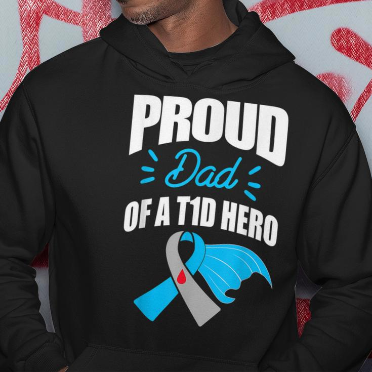 Proud Dad Of A T1d Hero Type 1 Diabetes Dad Awareness Hoodie Unique Gifts
