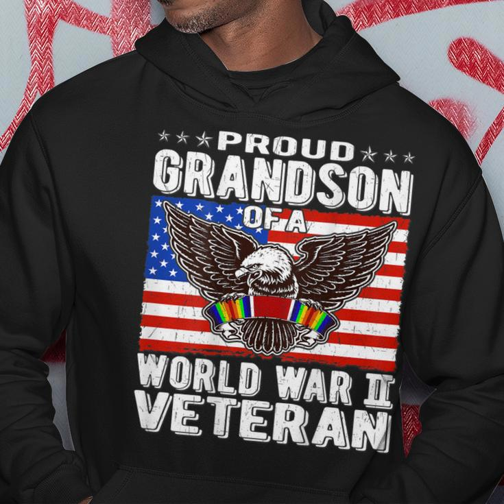 Proud Grandson Of A World War 2 Veteran - Patriotic Ww2 Gift Men Hoodie Graphic Print Hooded Sweatshirt Funny Gifts