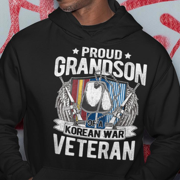 Proud Grandson Of Korean War Veteran Dog Tag Military Family Men Hoodie Graphic Print Hooded Sweatshirt Funny Gifts