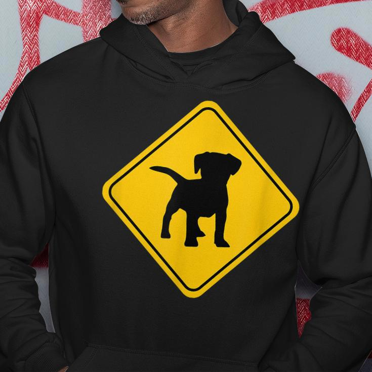 Puppy Dog Cute Crossing Road Sign Classic Minimalist Graphic Men Hoodie Graphic Print Hooded Sweatshirt Funny Gifts