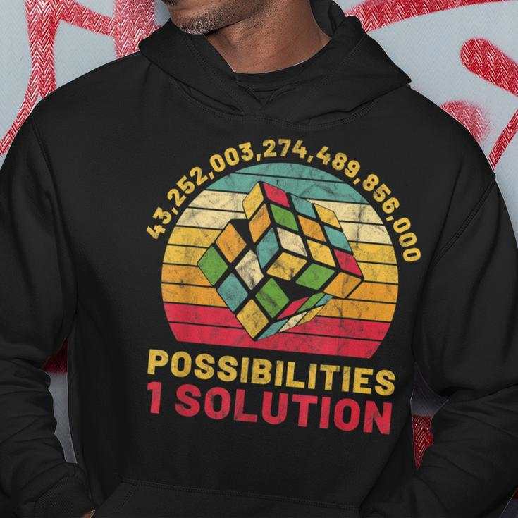 Puzzle Cube Funny One Solution Speed Cubing Retro Math Hoodie Unique Gifts