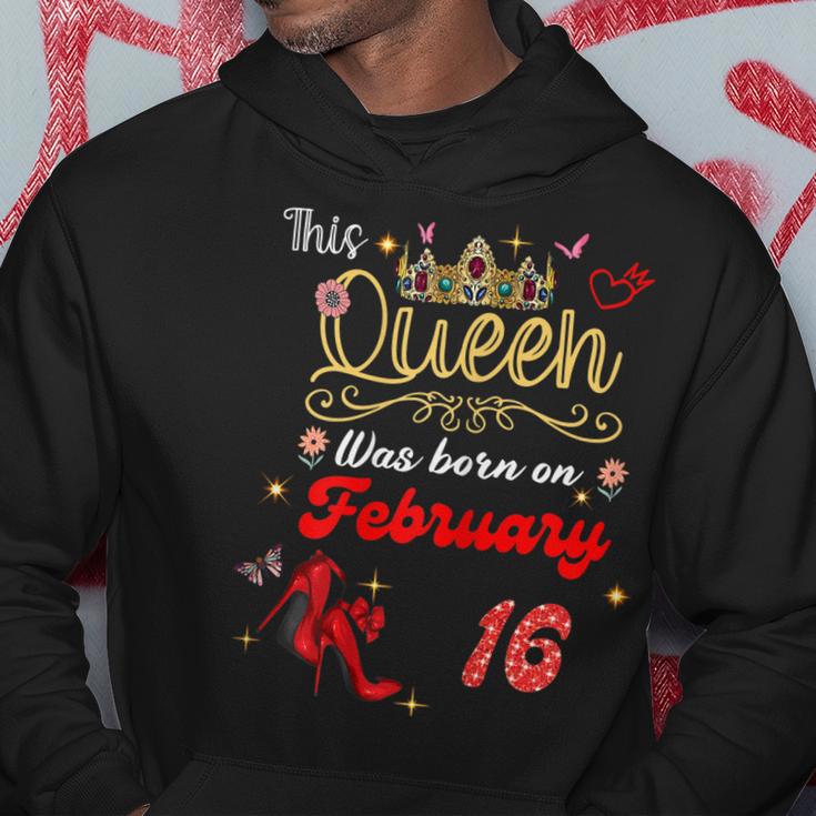 This Queen Was Born Am 16 Februar Geburtstag Frauen Hoodie Lustige Geschenke