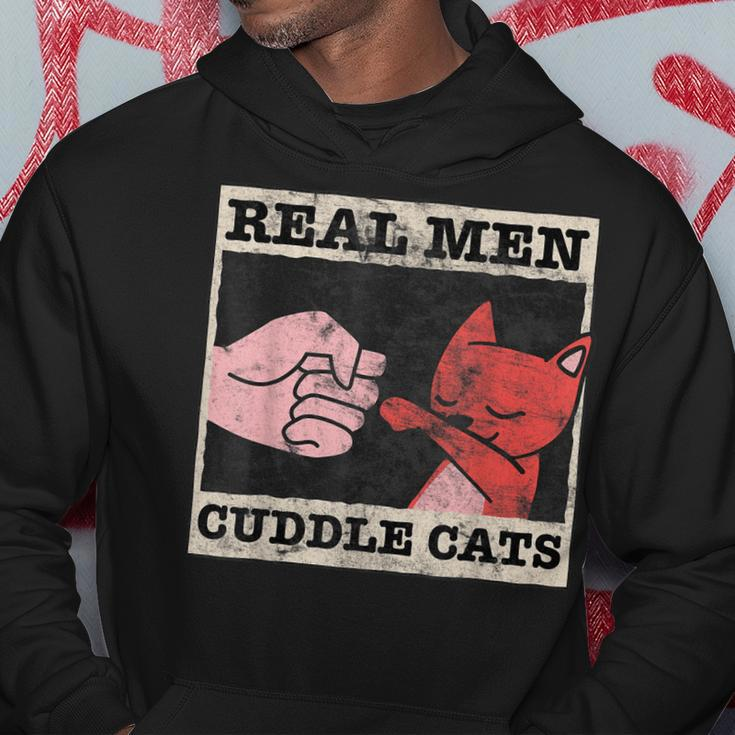 Real Men Cuddle Cats Funny Cat Dad Pet Cats Lover Hoodie Unique Gifts