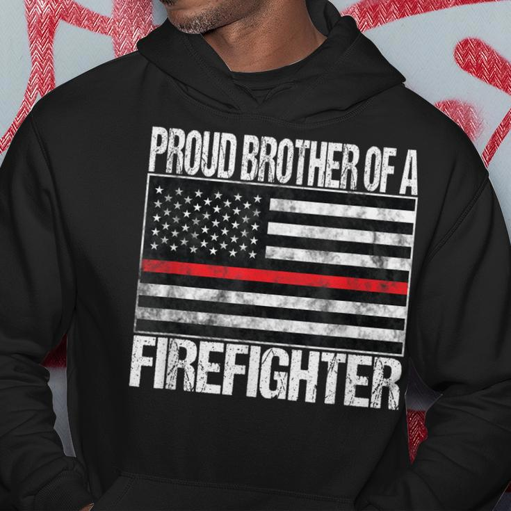 Red Line Flag Proud Brother Of A Firefighter Fireman Hoodie Funny Gifts