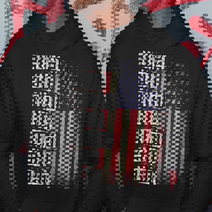 Retired Military Phonetic Alphabet Retirement Announcement Men Hoodie Graphic Print Hooded Sweatshirt Personalized Gifts