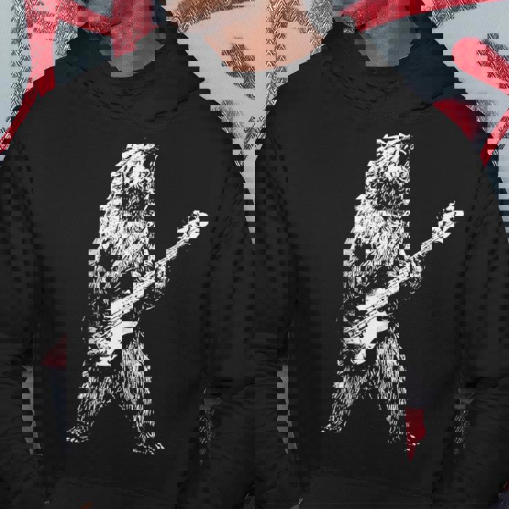 Retro Bear Playing Bass Guitar Bear Guitarist Music Lovers Hoodie Unique Gifts
