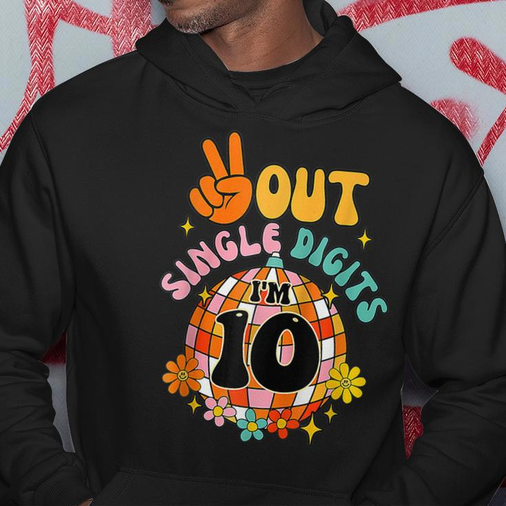 Retro Peace Out Single Digits Im 10 Year Old 10Th Birthday Hoodie Unique Gifts