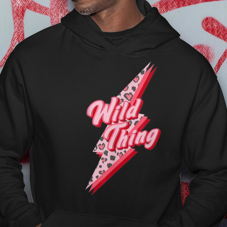 Retro Valentine Day Pink Leopard Lightning Bolt Boho Men Hoodie Graphic Print Hooded Sweatshirt Personalized Gifts