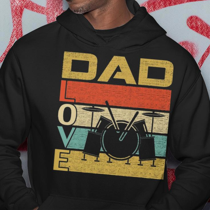 Retro Vintage Dad Love Drums Funny Fathers Day Cool Gift Hoodie Funny Gifts