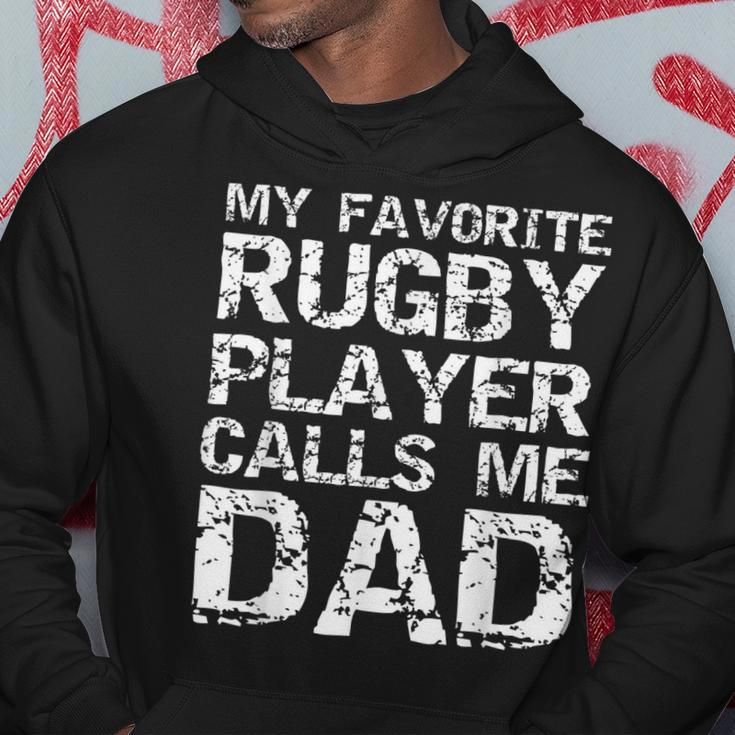Rugby Father Gift Cool My Favorite Rugby Player Calls Me Dad Hoodie Funny Gifts