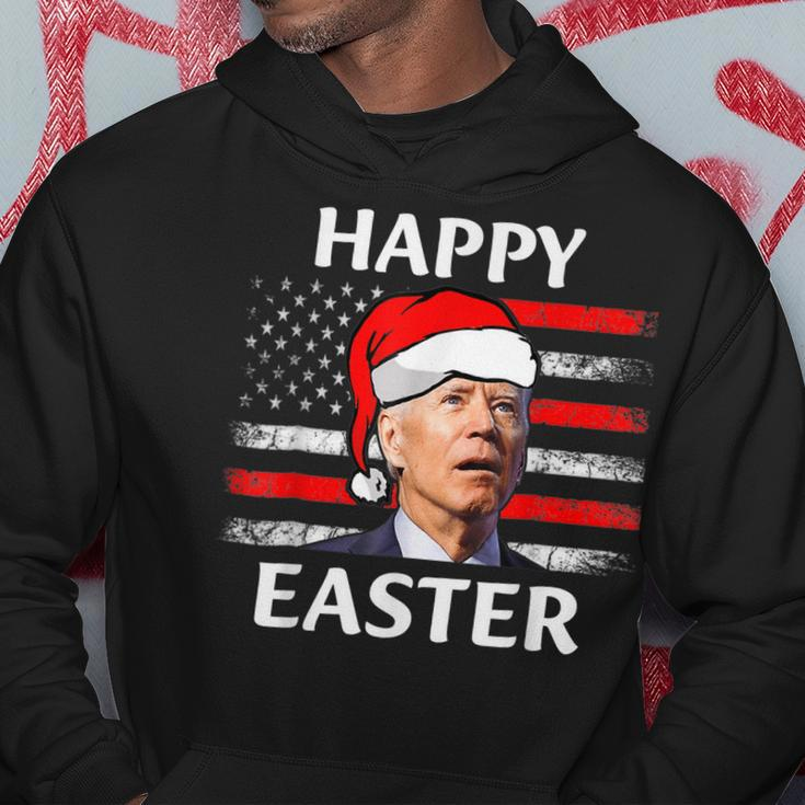 Santa Joe Biden Confused Happy Easter Christmas America Flag V4 Men Hoodie Graphic Print Hooded Sweatshirt Funny Gifts