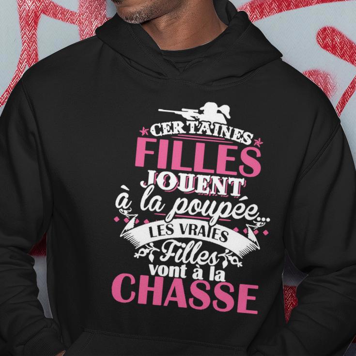 Schwarzes Damen-Hoodie mit Jagd-Motiv, Französischer Spruch Lustige Geschenke