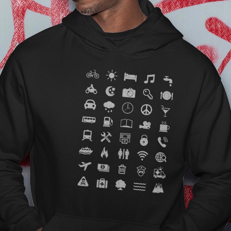 Schwarzes Herren Hoodie mit Icon-Collage-Druck, Modisches Tee Lustige Geschenke