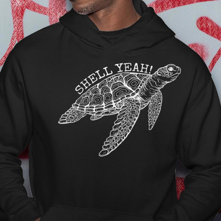 Shell Yeah Cute Tortoise Lover Gift Ocean Animal Turtle Sea Men Hoodie Graphic Print Hooded Sweatshirt Funny Gifts