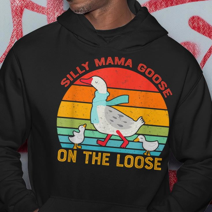 Silly Mama Goose On The Loose Funny Vintage Vibe Goose Hoodie Unique Gifts