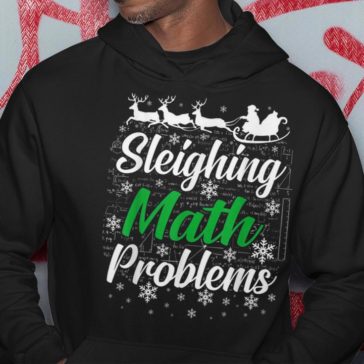 Sleighing Math Problems Funny Christmas Mathematics Teacher Men Hoodie Graphic Print Hooded Sweatshirt Funny Gifts