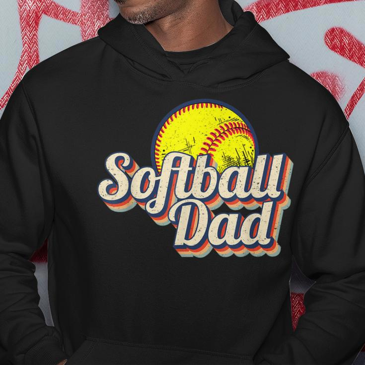 Softball Dad Funny Retro Vintage Softball Dad Hoodie Funny Gifts