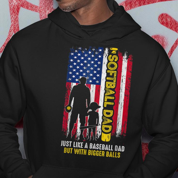 Softball Dad Like A Baseball Dad Usa Flag Fathers Day Hoodie Unique Gifts