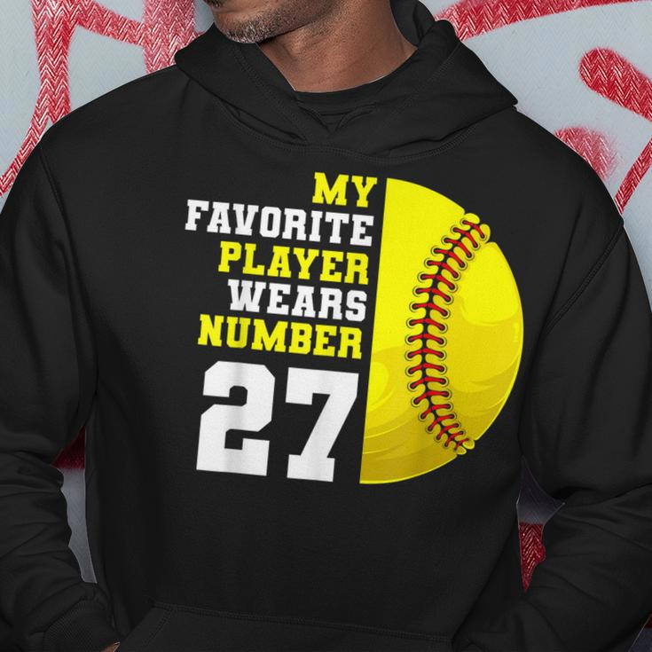 Softball Mom Dad My Favorite Player Wears Number 27 Hoodie Unique Gifts