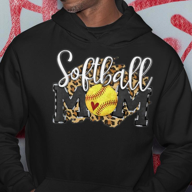 Softball Mom Leopard Funny Baseball Mom Mothers Day 2023 Hoodie Unique Gifts