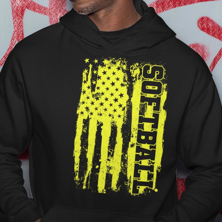Softball Pitcher Hitter Catcher American Flag Hoodie Unique Gifts