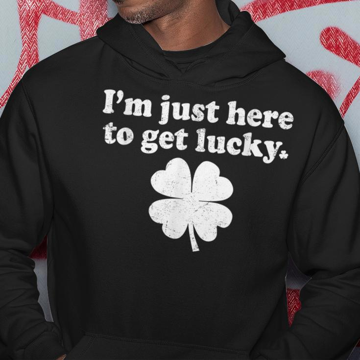 St Patricks Day Im Just Here To Get Lucky Shamrock Clover Hoodie Personalized Gifts