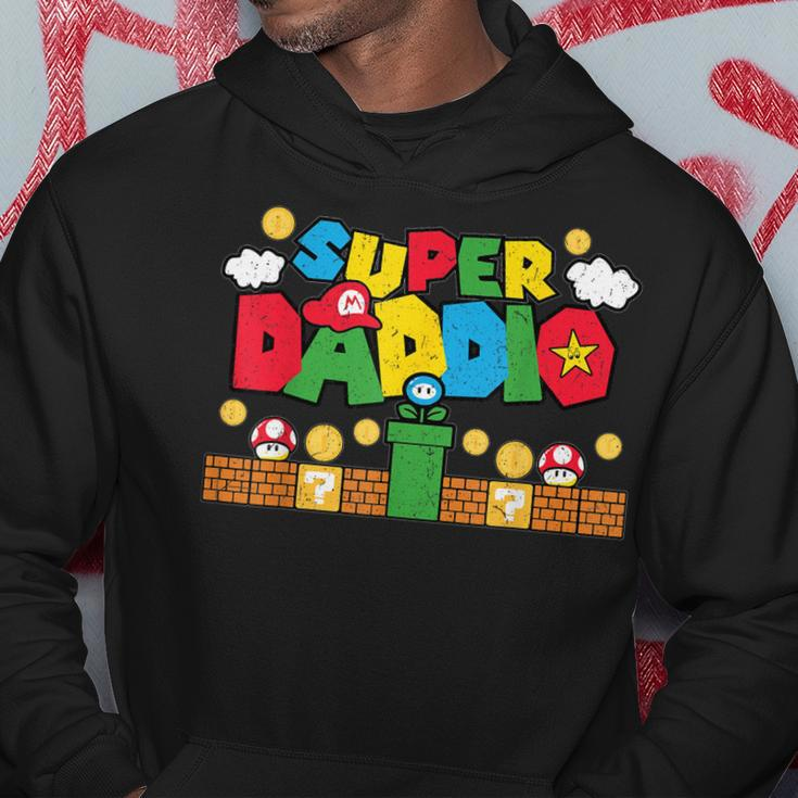 Super Dad Fathers Day Gamer Daddy Super Daddio Hoodie Unique Gifts
