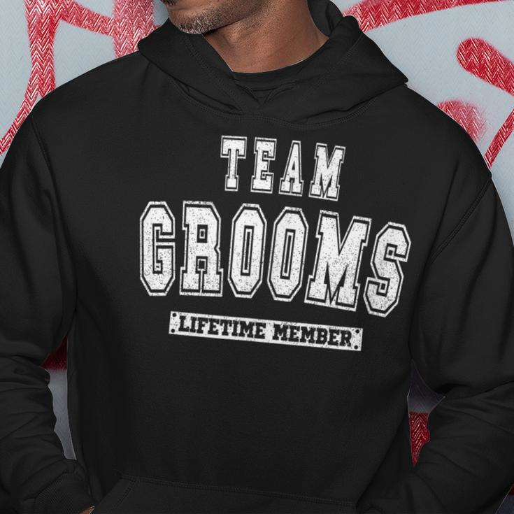 Team Grooms Lifetime Member Family Last Name Men Hoodie Graphic Print Hooded Sweatshirt Funny Gifts